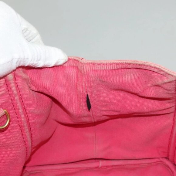 PRADA Canapa GM Hand Bag Canvas Pink Gold Auth bs28066 - Picture 12 of 16